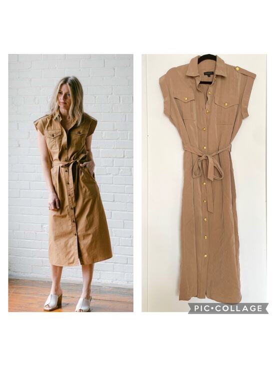 rag & bone Dresses & Skirts - Rag & Bone Roxanne Midi Dress Utility Button Down Collared Casual Tan sz S